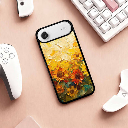 iPhone 17 Air Case — Impressionist Sunflower Brushstroke Pattern Hundreds Floral, Customized Protective Case