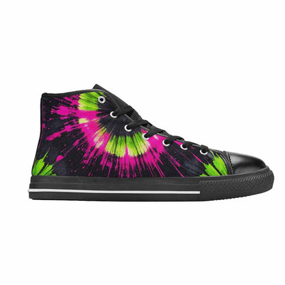 WOMEN'S Acid Wash Tie Dye Neon High Top Canvas Dark Academia Custom Shoes