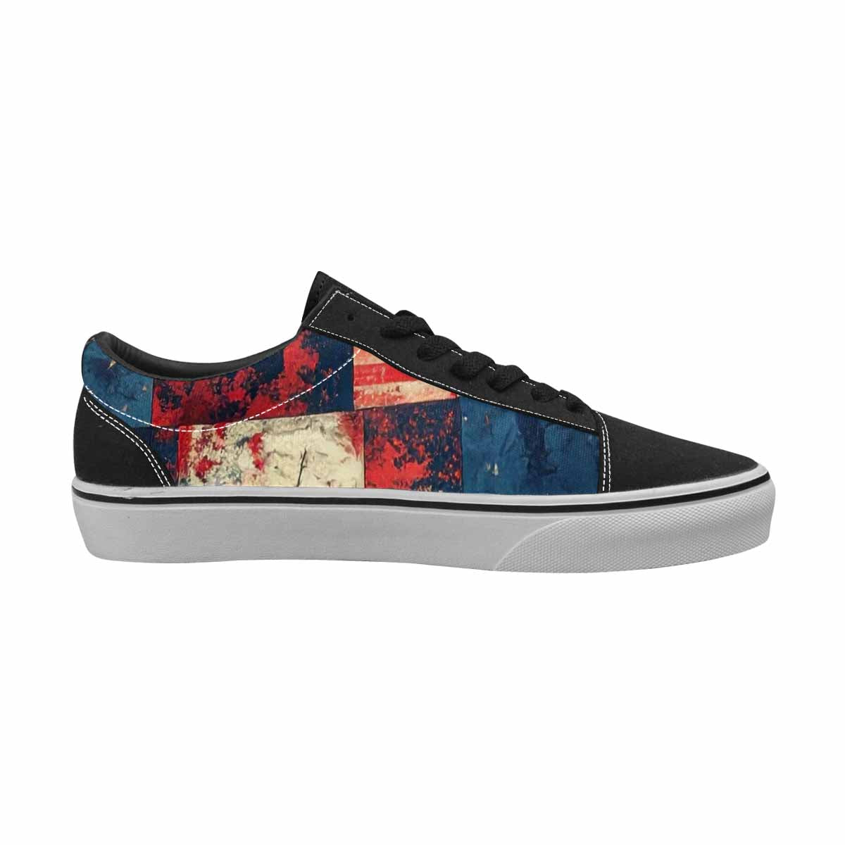 MEN'S American Flag Stars Canvas Lace-Up Vibrant Chaos Custom Sneakers