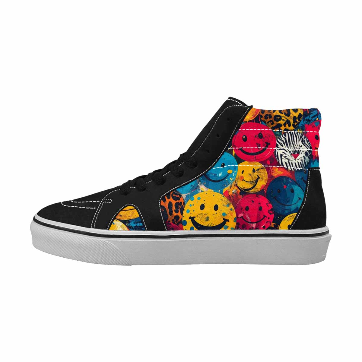 MEN'S Smiley Faces High Top Canvas Neon Fantasy Shoes