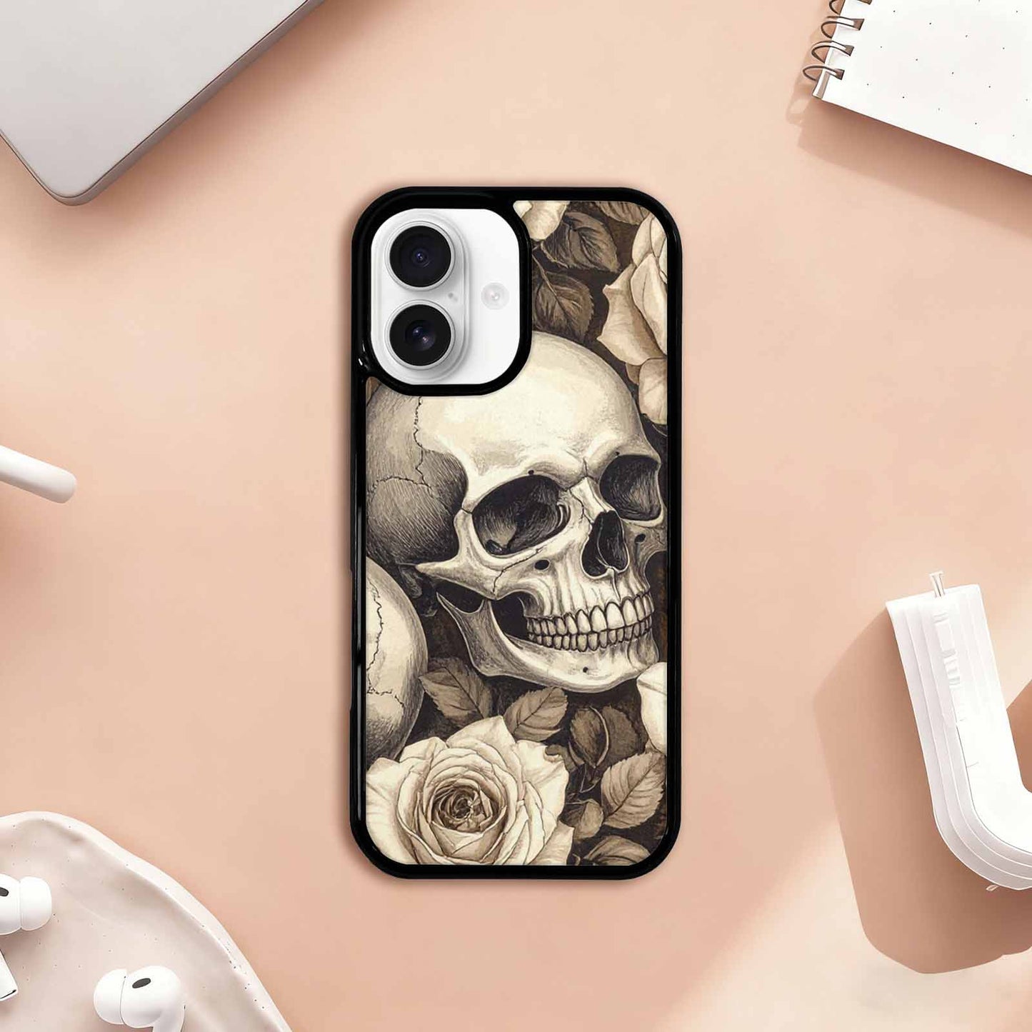 iPhone 17 Case — Seamless Repeating Pattern Of Gothic Skulls, Custom Made Phone Cover