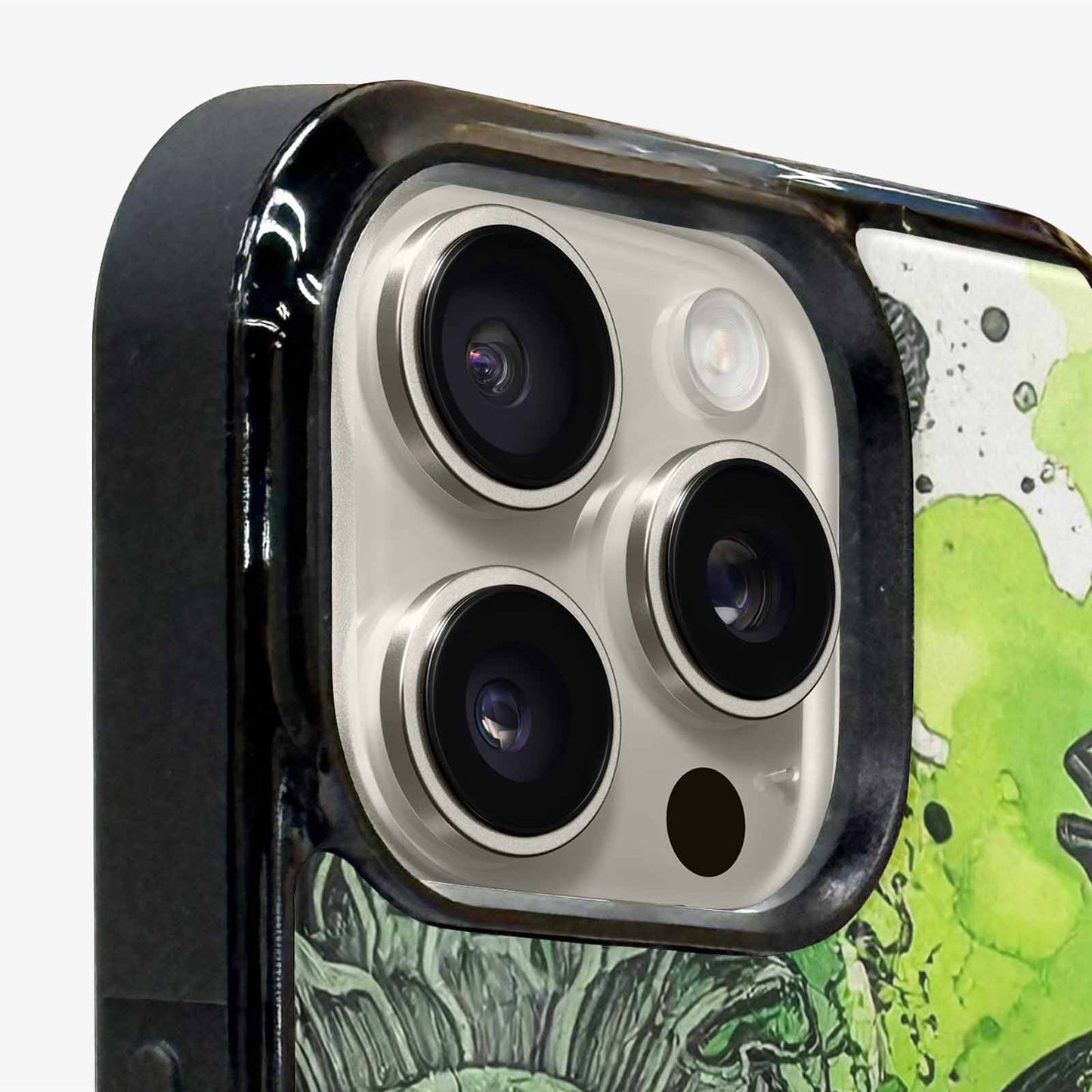 iPhone 16 Pro Case — Sea Creature Burst Black Green Ink, Original Design Phone Case