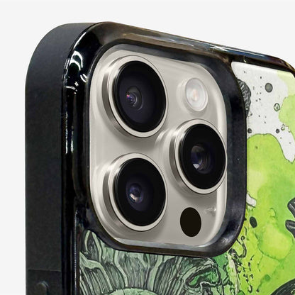 iPhone 16 Pro Case — Sea Creature Burst Black Green Ink, Original Design Phone Case