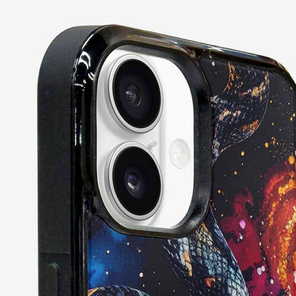 iPhone 16 Plus Case — Galaxy Snake Print, Custom Art Phone Cover