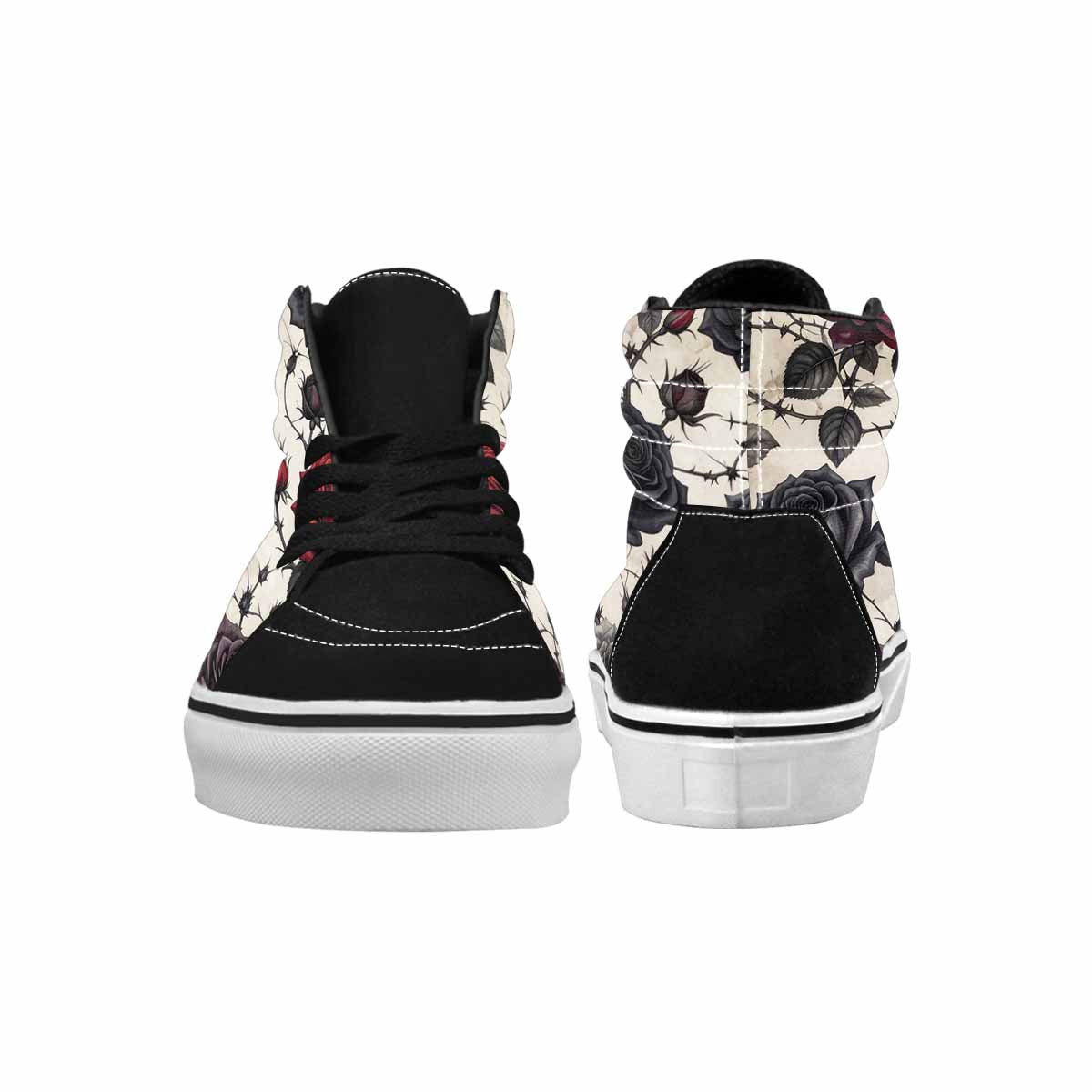 WOMEN'S Black Gothic Rose High Top Canvas Aesthetic Custom Sneakers