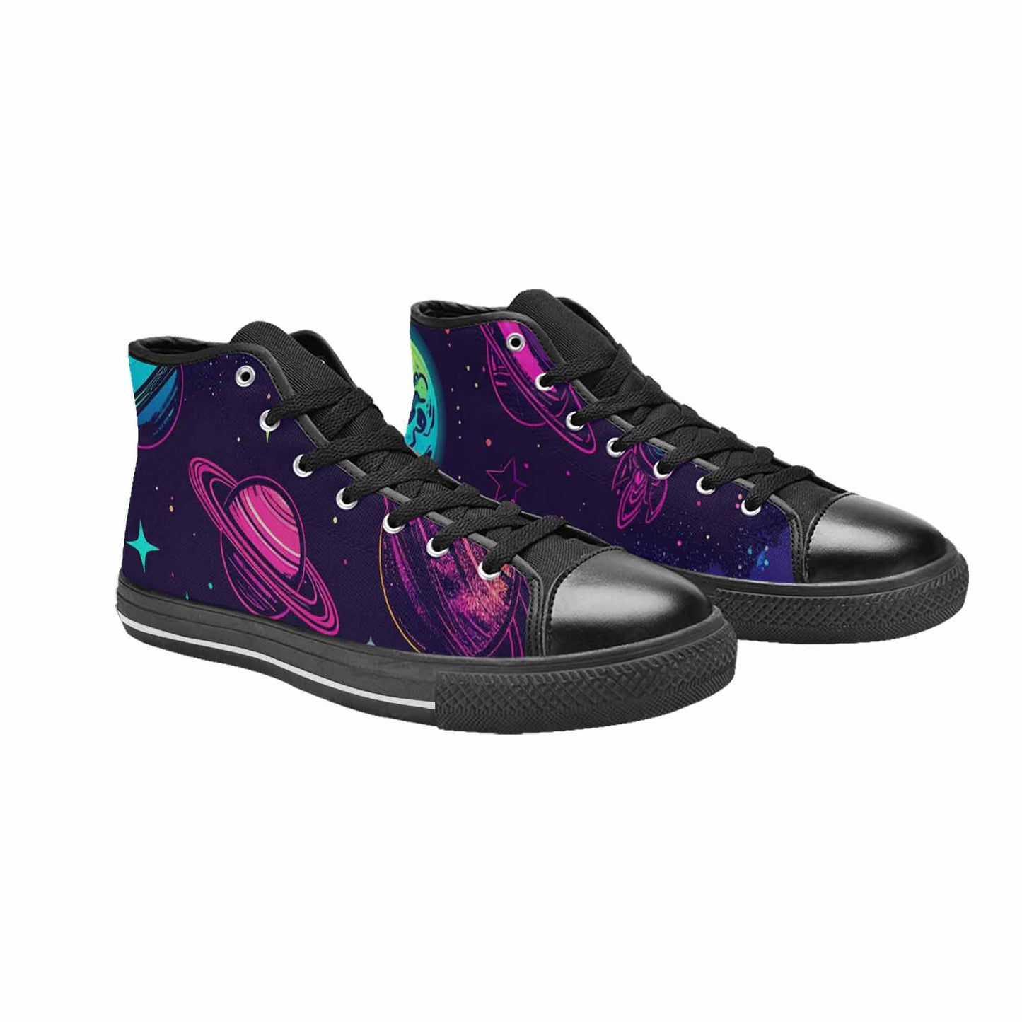 MEN'S Space Galaxy Astronaut High Top Canvas Neon Fantasy Custom Sneakers