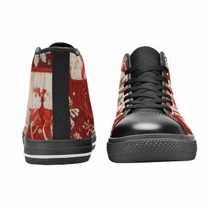 MEN'S Christmas Holly Snowflake High Top Canvas Neon Fantasy Custom Sneakers