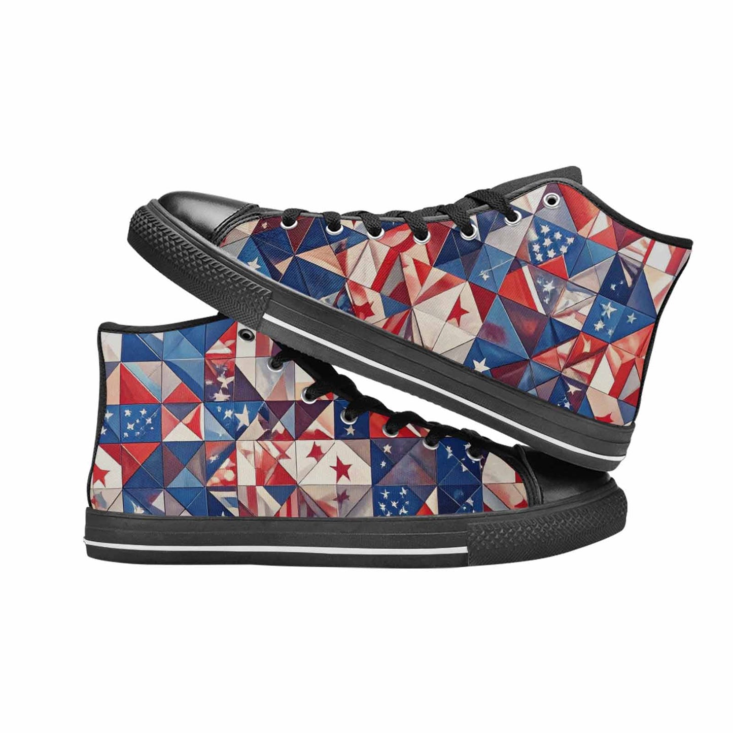 MEN'S American Flag Stars High Top Canvas Vivid Custom Sneakers