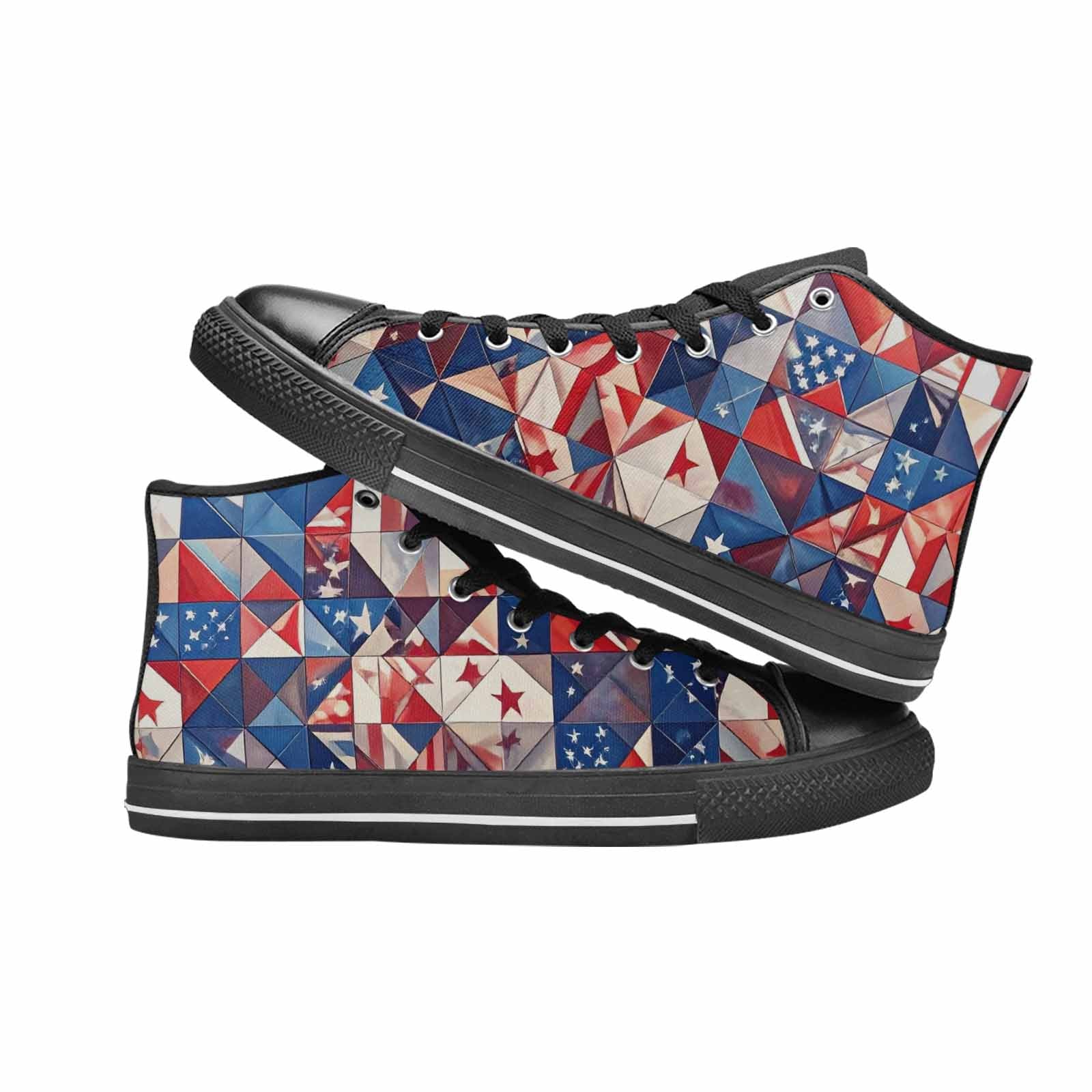 MEN'S American Flag Stars High Top Canvas Vivid Custom Sneakers