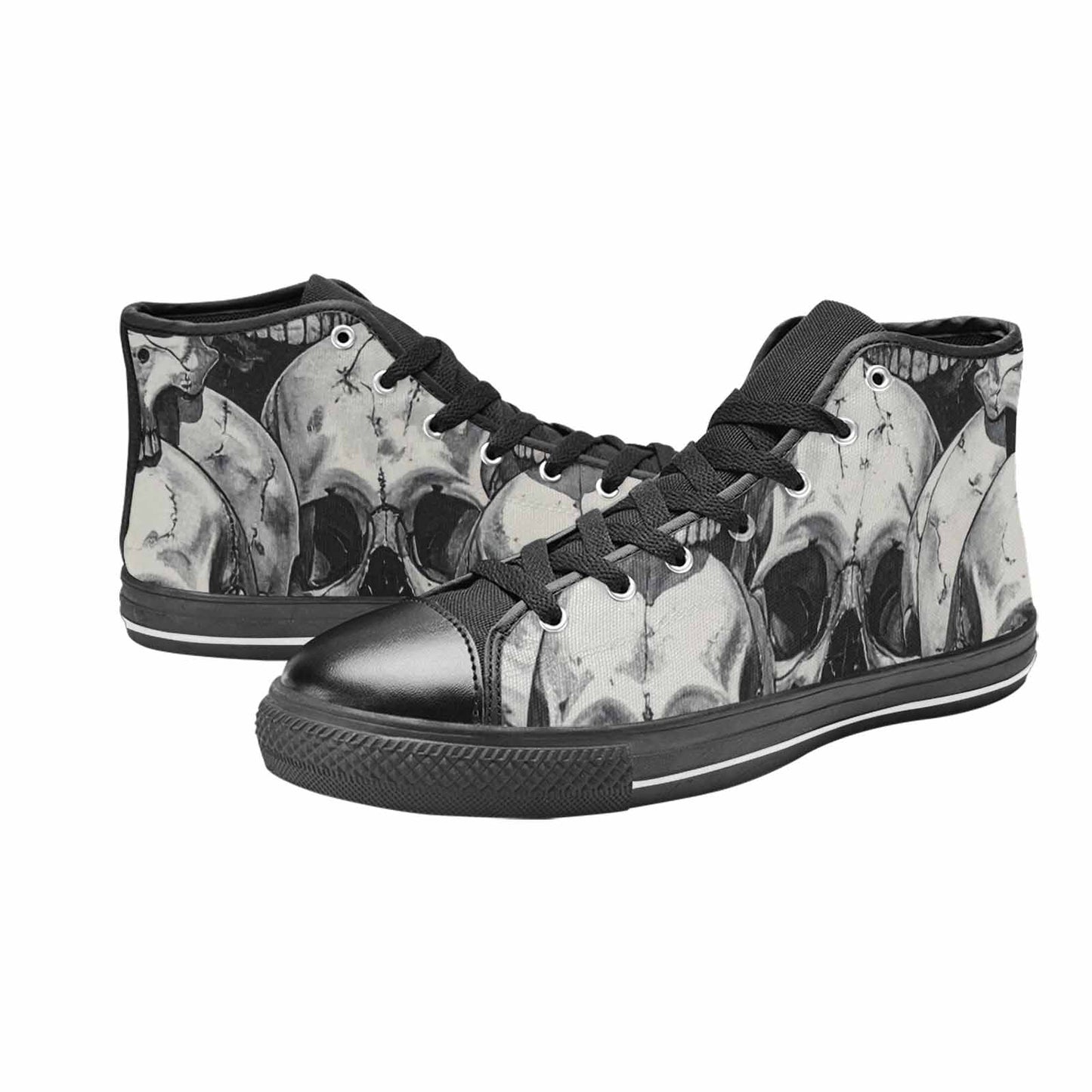 WOMEN'S Tessellated Human Skulls High Top Canvas Surreal Custom Shoes