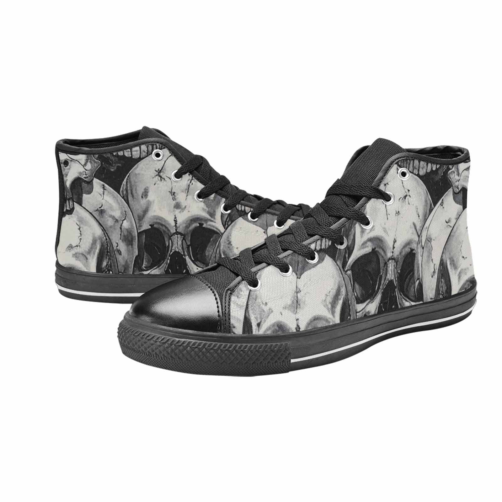 WOMEN'S Tessellated Human Skulls High Top Canvas Surreal Custom Shoes