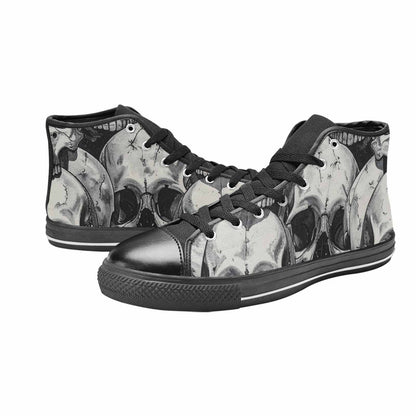 WOMEN'S Tessellated Human Skulls High Top Canvas Surreal Custom Shoes