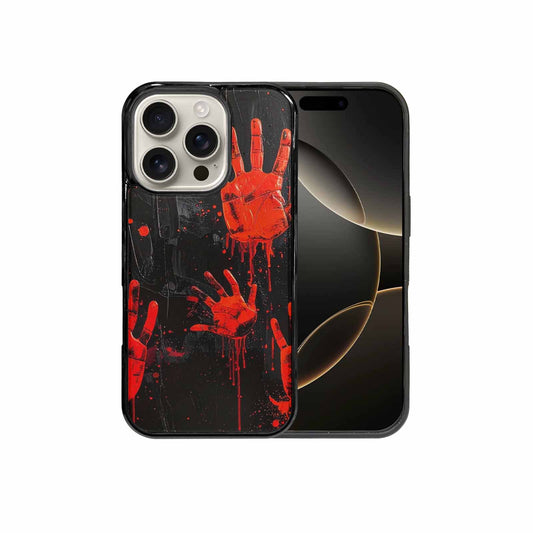 iPhone 16 Pro Case — Splatter Paint Art Hand Prints Black, Custom Phone Case