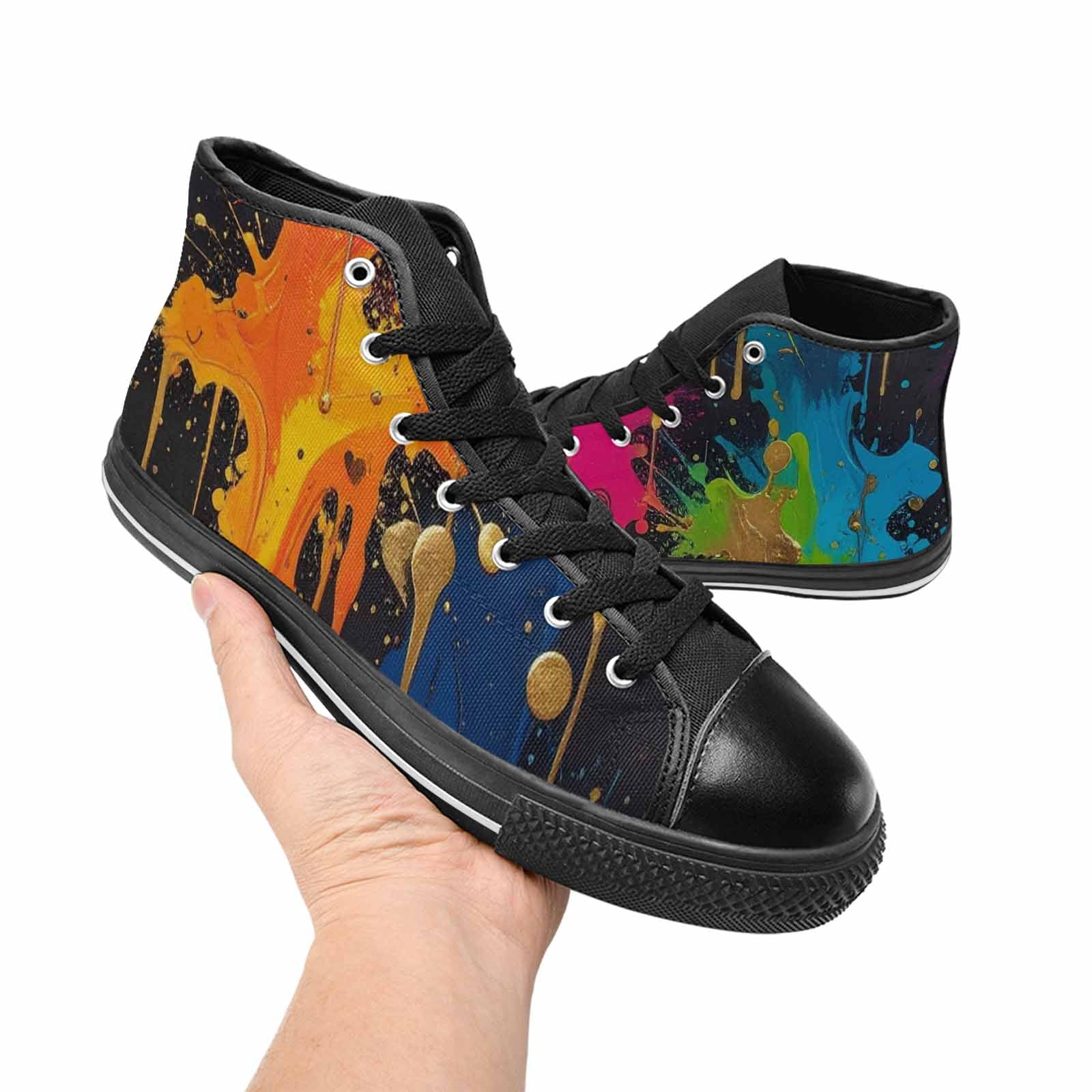WOMEN'S Paint Splatter High Top Canvas Aesthetic Custom Sneakers