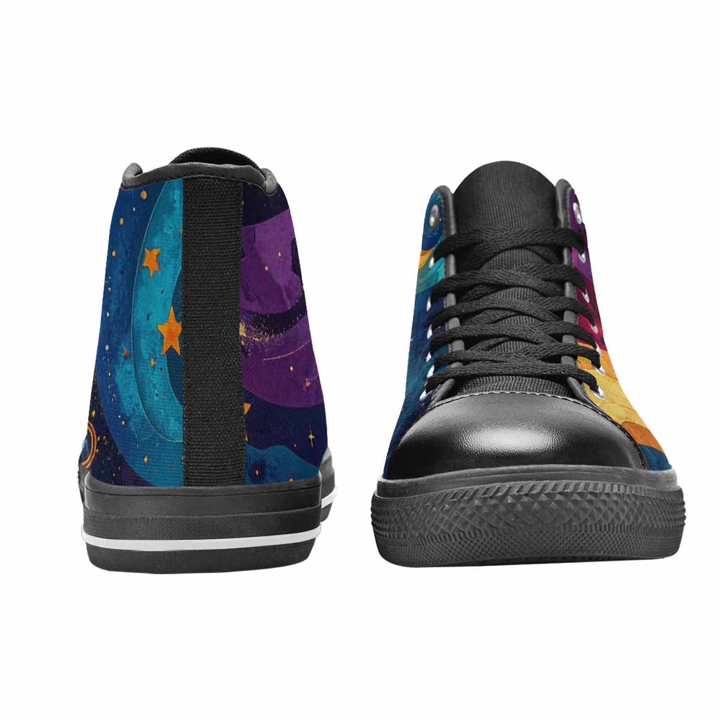 WOMEN'S Steampunk Galaxy High Top Canvas Neon Fantasy Shoes