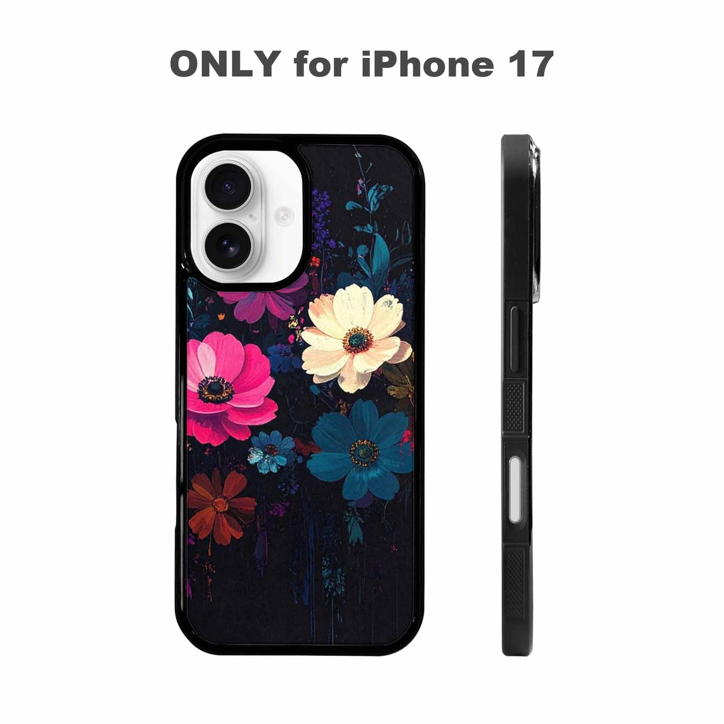 iPhone 17 Case — Shadowy Glitch Floral Pattern Floral, Custom Made Phone Cover