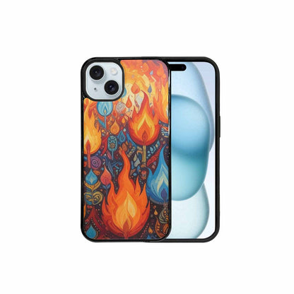 iPhone 15 Plus Case — Flame Burst Full Color Vibrant Flame, Personalized Phone Case