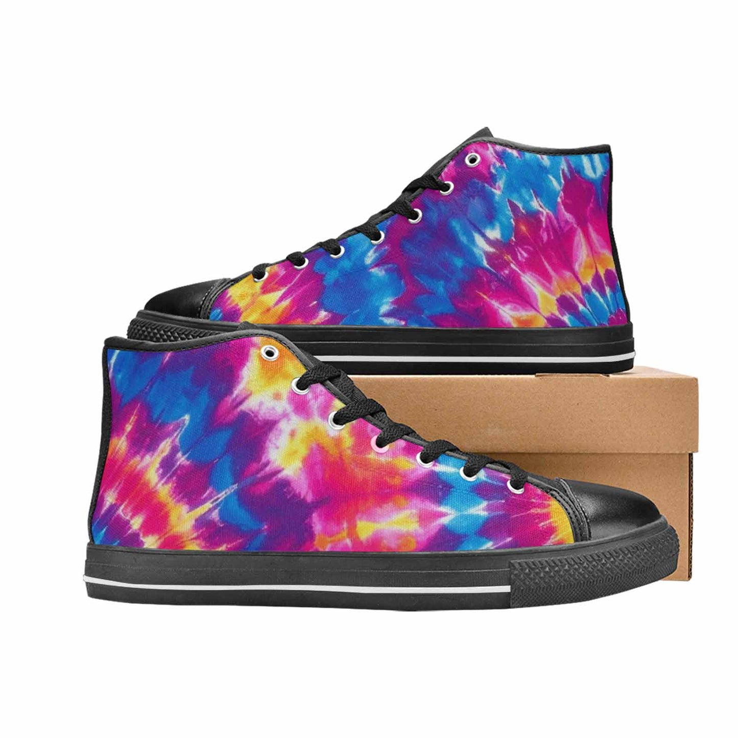 WOMEN'S Tie Dye Spiral High Top Canvas Dreamcore Custom Shoes
