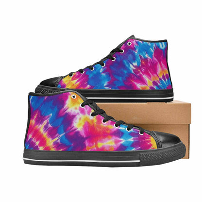 WOMEN'S Tie Dye Spiral High Top Canvas Dreamcore Custom Shoes