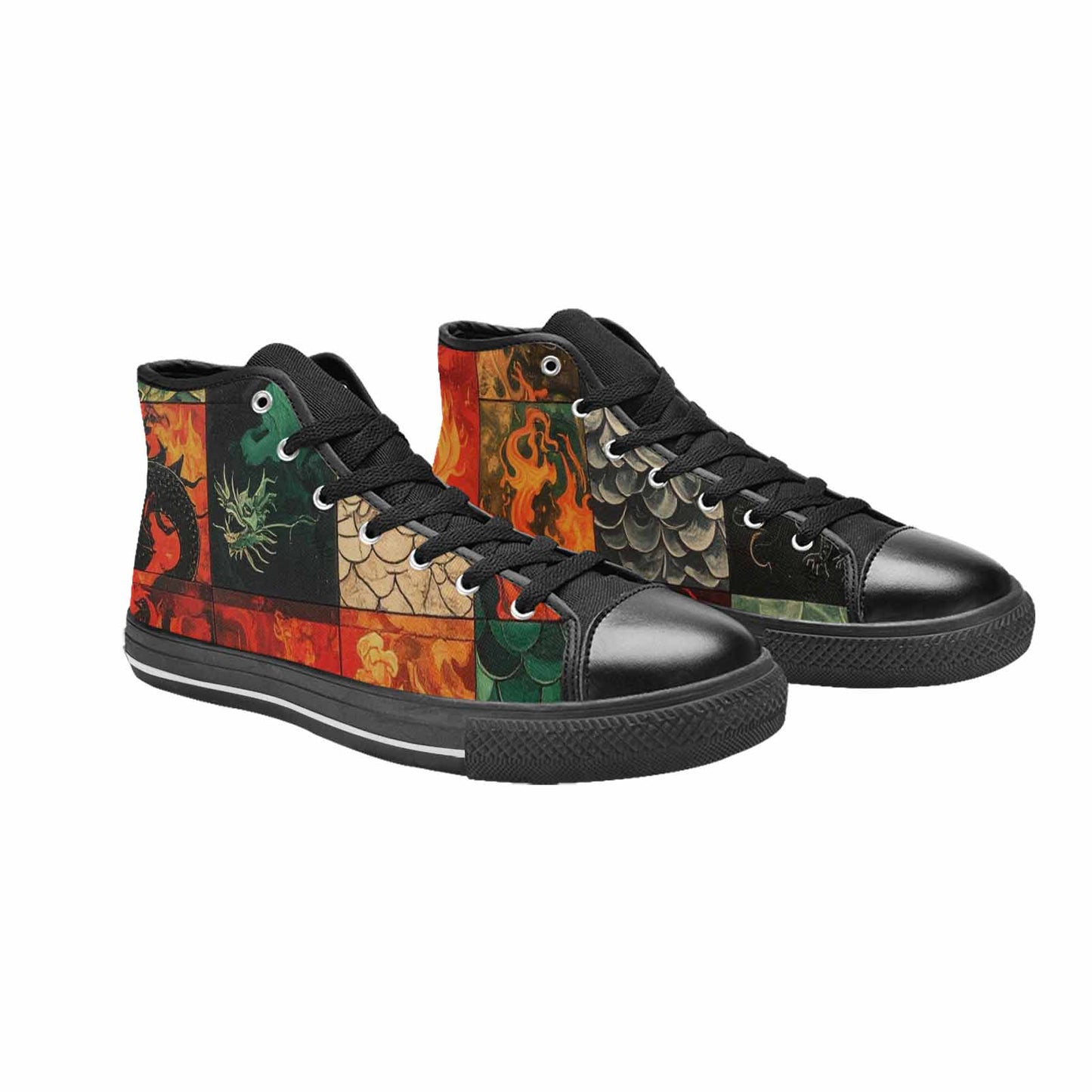 WOMEN'S Dragon Scale Fantasy High Top Canvas Cottagecore Custom Sneakers