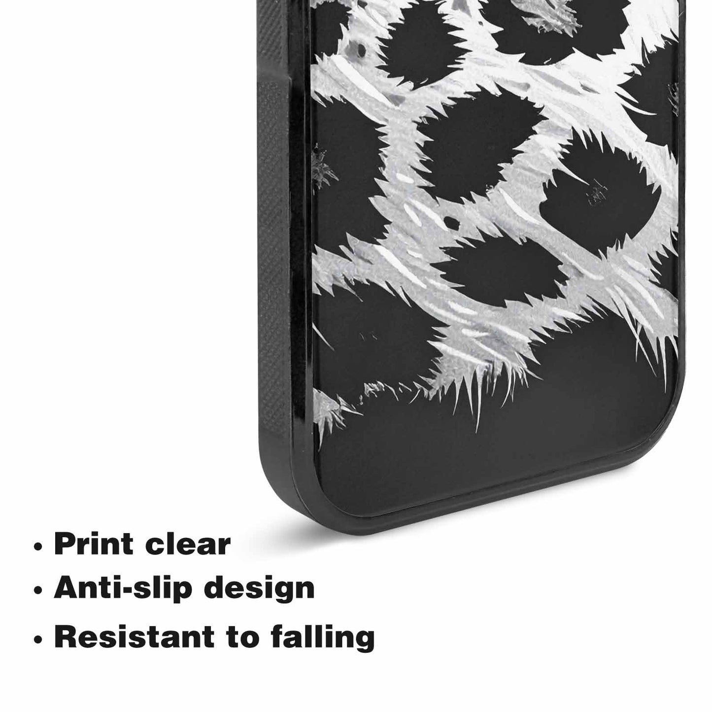 iPhone 15 Plus Case — Leopard Print Black And White Style, Original Design Phone Case