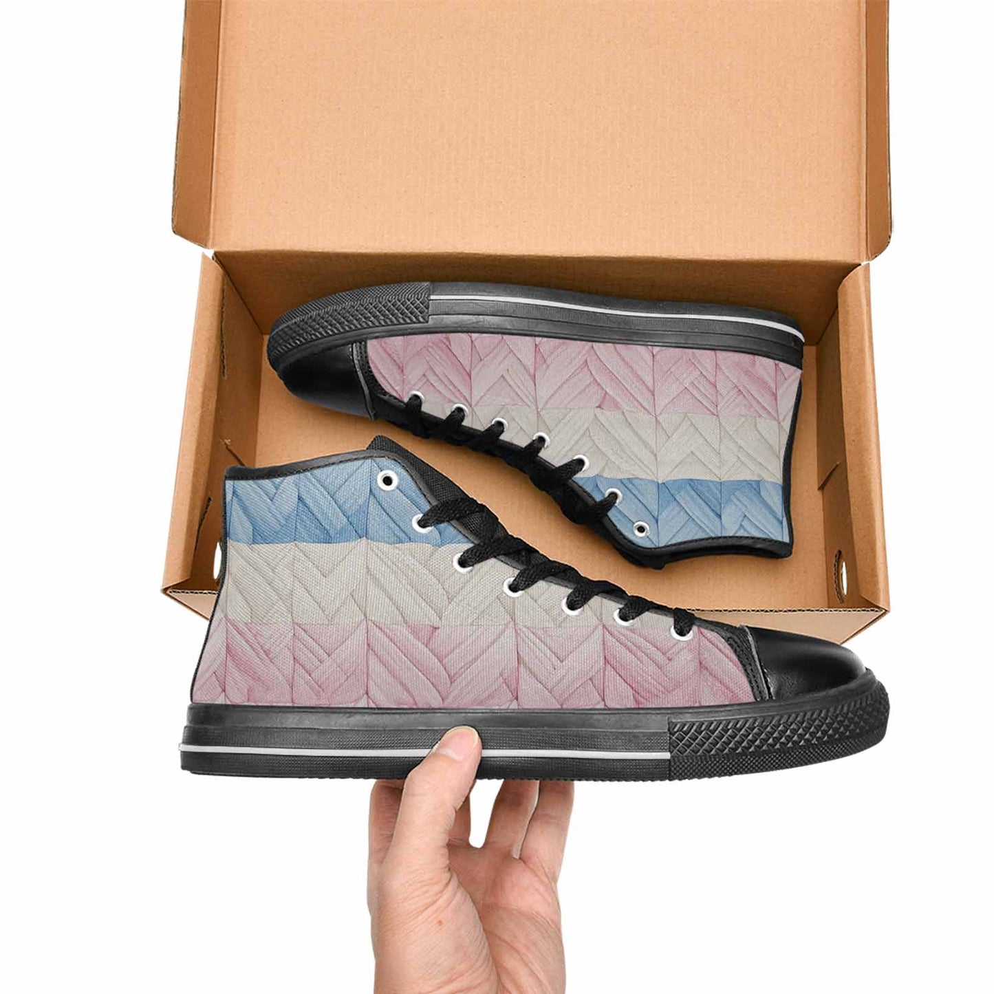 MEN'S Transgender Flag Color High Top Canvas Aesthetic Custom Sneakers