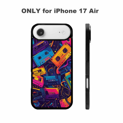 iPhone 17 Air Case — Retro Cassette Tape Pattern Hundreds Retro, Custom Print Case Cover