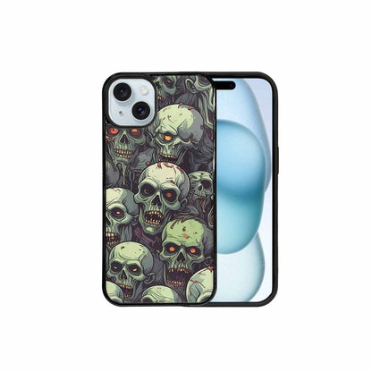 iPhone 15 Plus Case — Zombie Head Pattern Hundreds Of Small, Custom Art Phone Cover