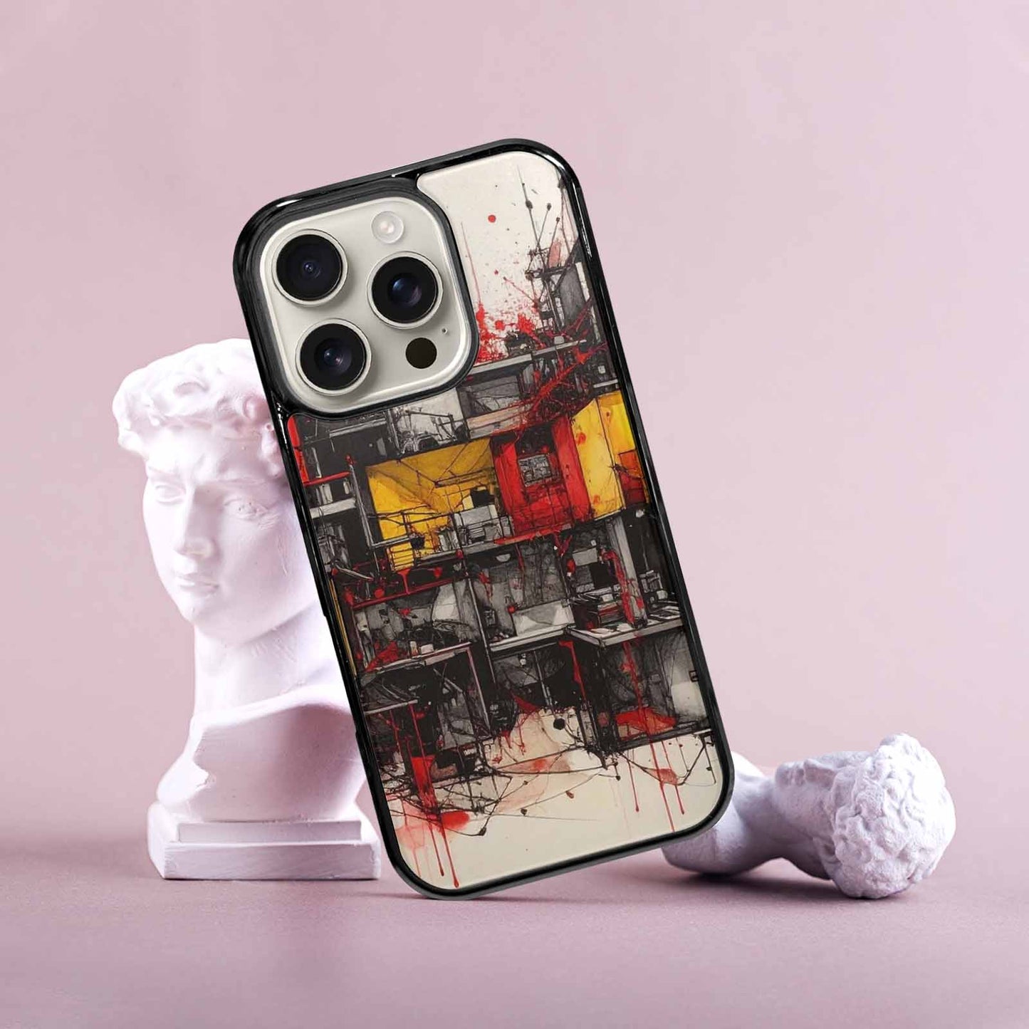 iPhone 16 Pro Case — Liminal Space Fragment Black Red Ink, Custom Print Case Cover