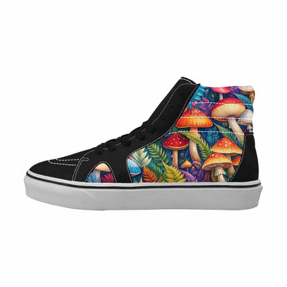 MEN'S Mushrooms  Botanical Mushrooms High Top Canvas Dark Academia Sneakers