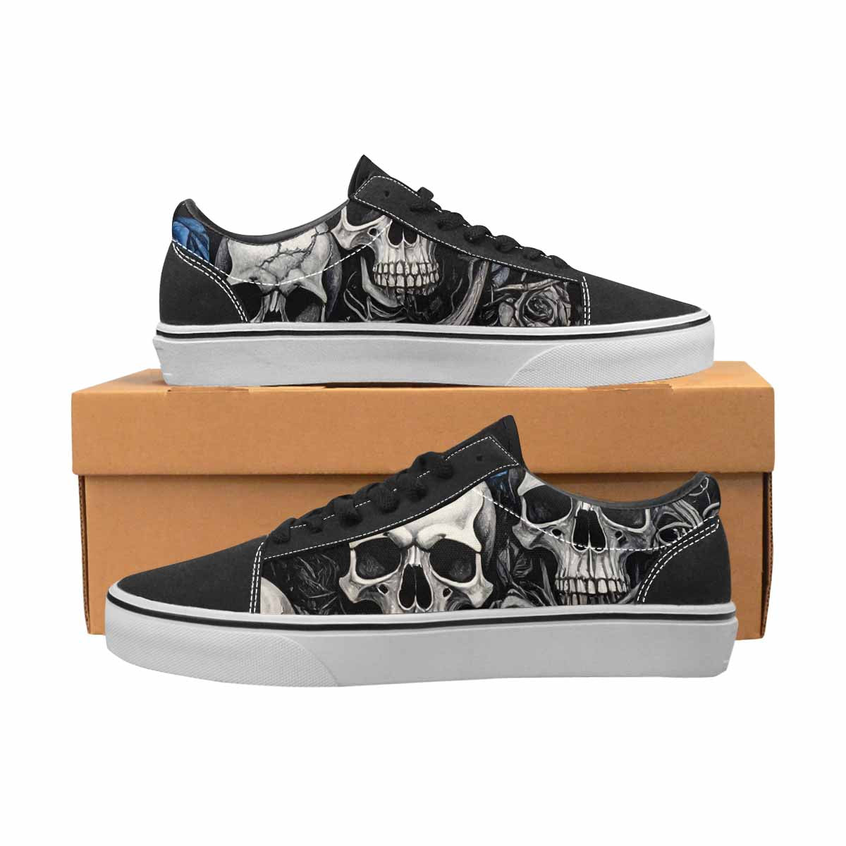 WOMEN'S Skull Roses Lace-Up Canvas Surreal Custom Shoes