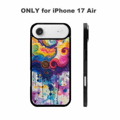 iPhone 17 Air Case — Tie Dye Swirls Black Blue Tie, Original Design Phone Case