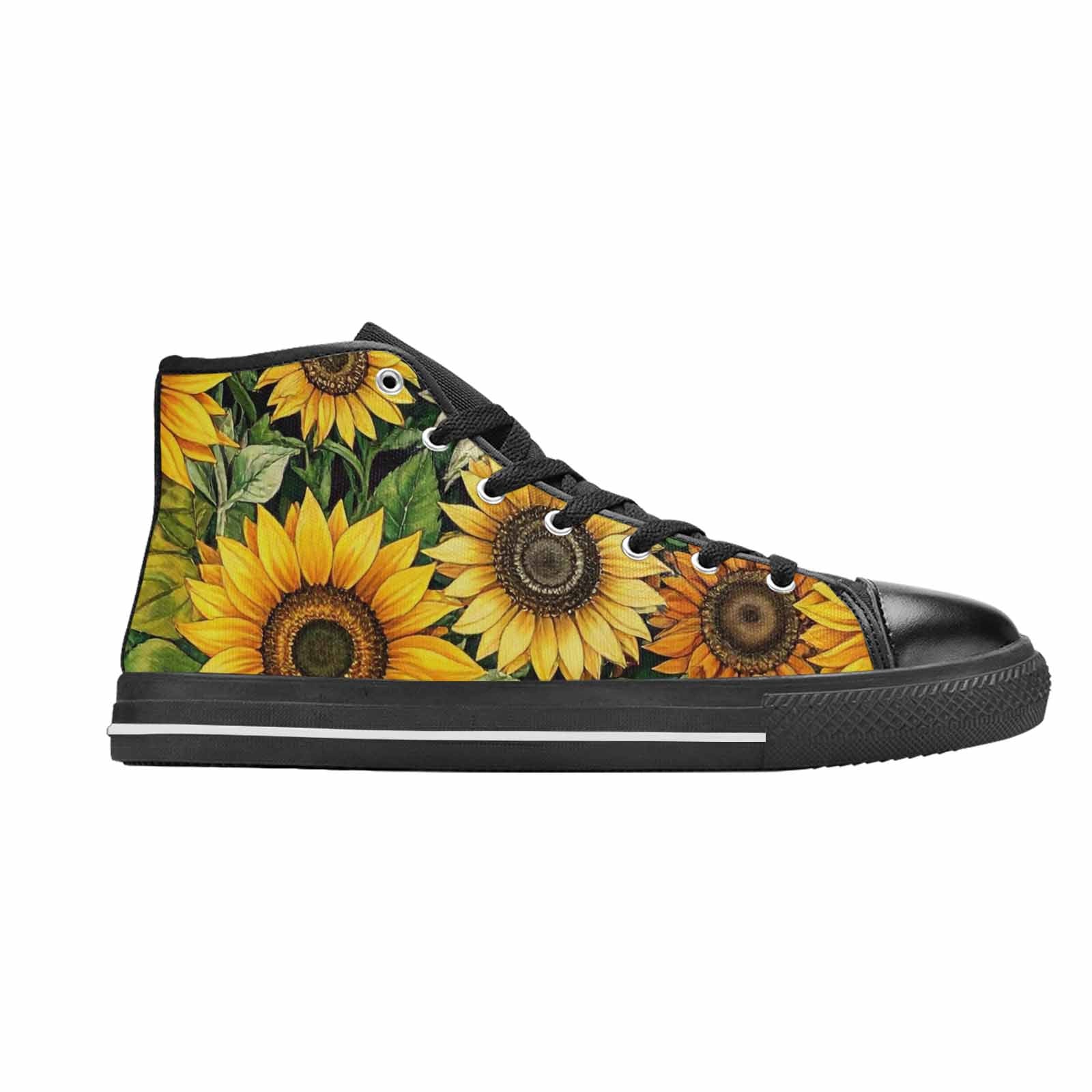 MEN'S Sunflower High Top Canvas Vibrant Chaos Custom Shoes