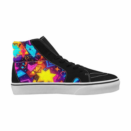MEN'S 80s Retro Motif High Top Canvas Neon Fantasy Custom Shoes