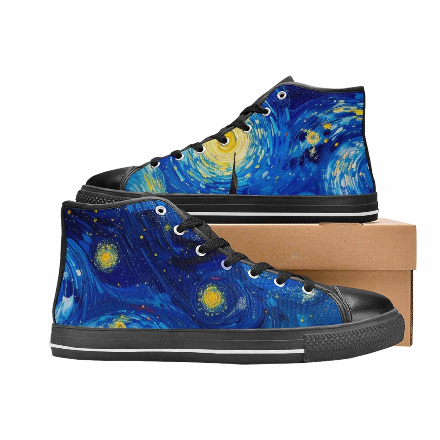 WOMEN'S Starry Night Van Gogh High Top Canvas Cottagecore Shoes