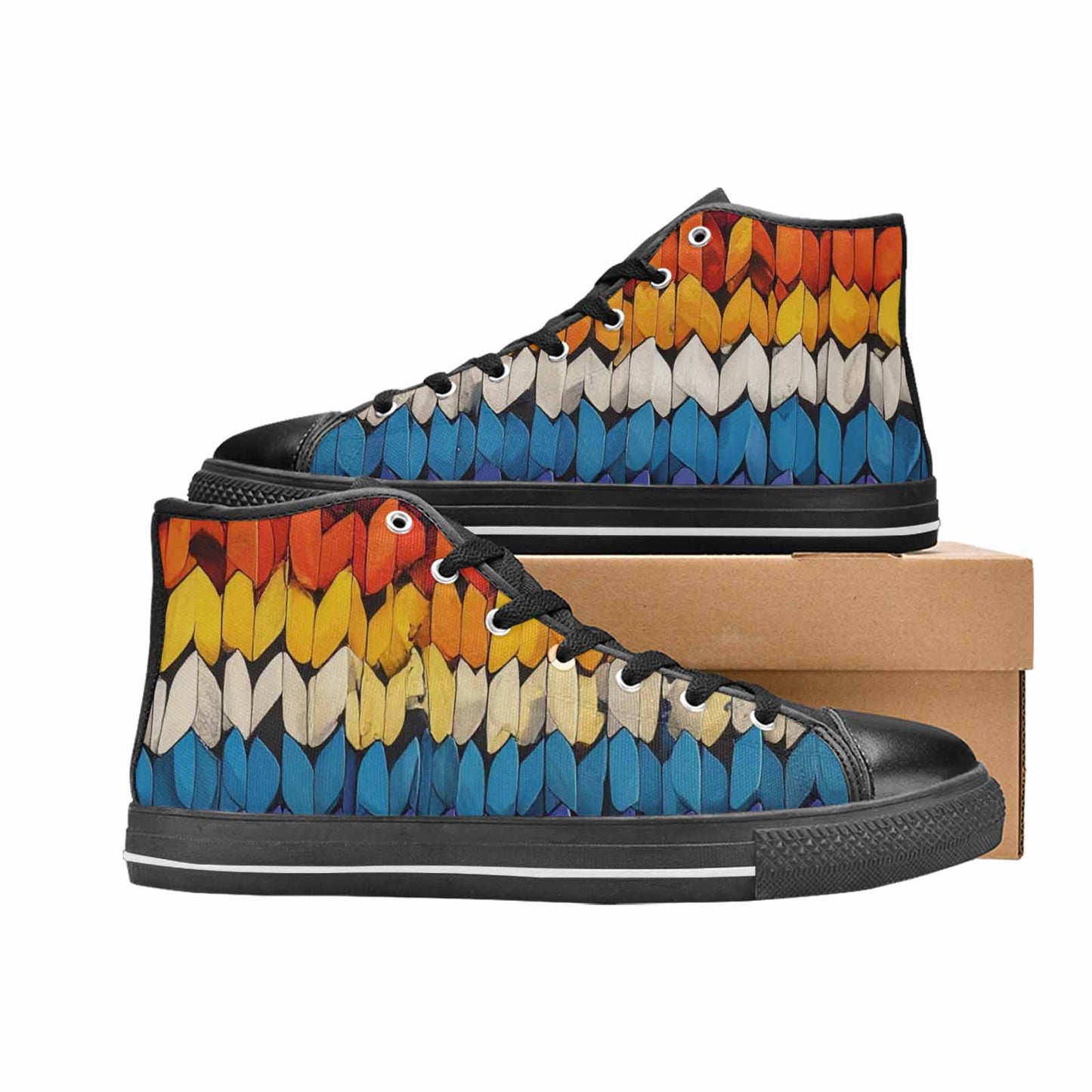 MEN'S Asexual Flag Color High Top Canvas Wallpaper Art Custom Sneakers