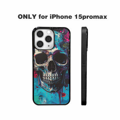 iPhone 15 Pro Max Case — Skulls Roses Acid Wash Custom, Custom Designed Case Cover