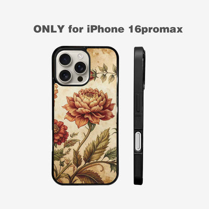 iPhone 16 Pro Max Case — Vintage Botanical Art Pattern, Custom Art Phone Cover