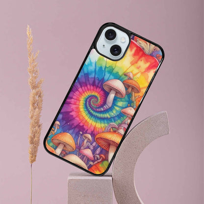 iPhone 15 Plus Case — Mushrooms Tie Dyemushrooms Pat 3w3, Custom Print Case Cover