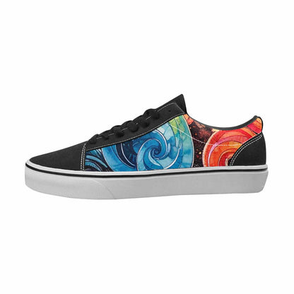 MEN'S Tie Dye Black & Pink Ink Canvas Bold Print Kaleidoscope Custom Streetwear Shoes