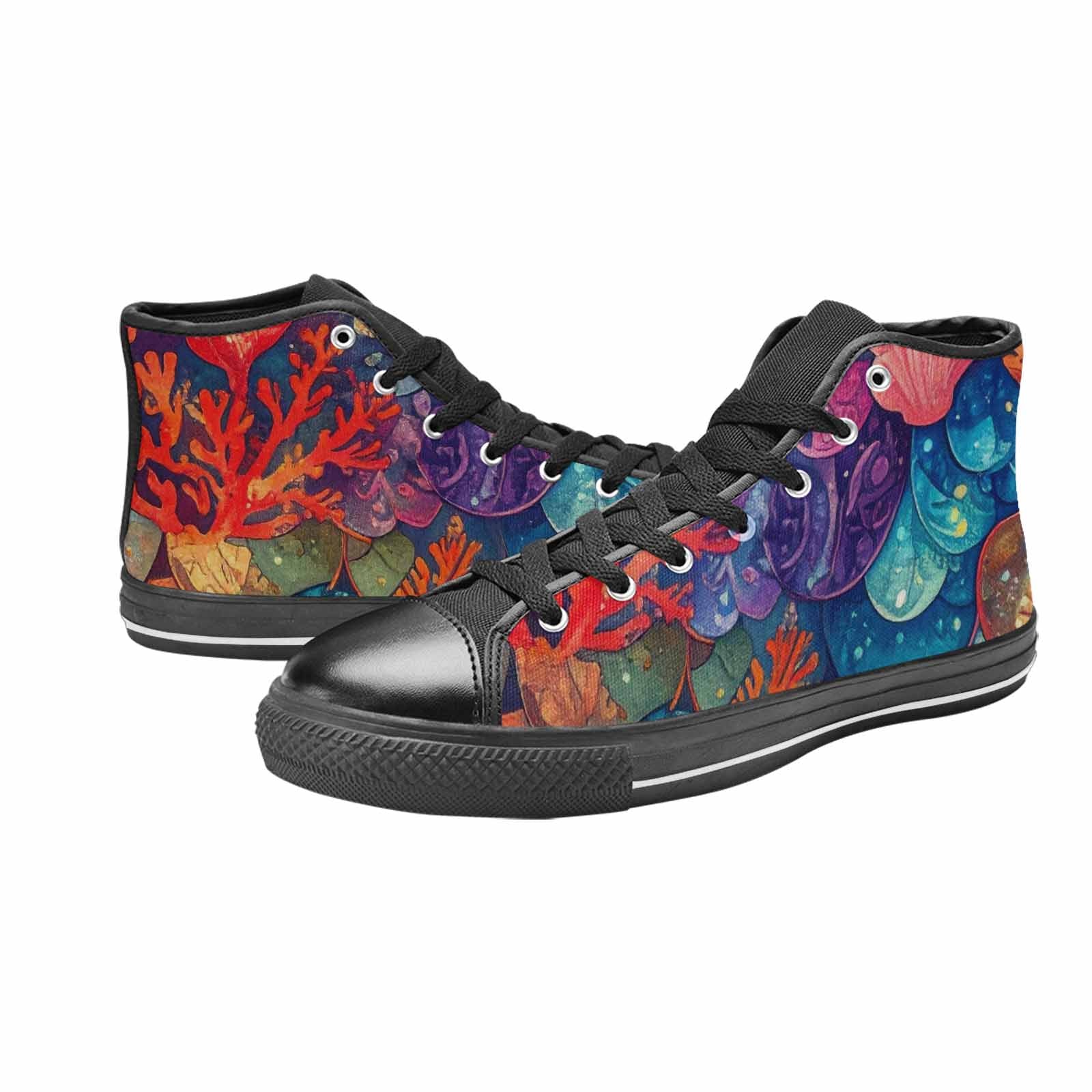 MEN'S Fish Scale Coral High Top Canvas Wallpaper Art Custom Sneakers