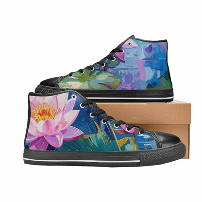 WOMEN'S Monet-Style Impressionist Water High Top Canvas Vibrant Chaos Custom Shoes