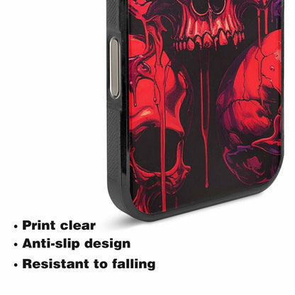 iPhone 16 Pro Max Case — Red Purple Skeletons Neon Drip Melting, Custom Art Phone Cover