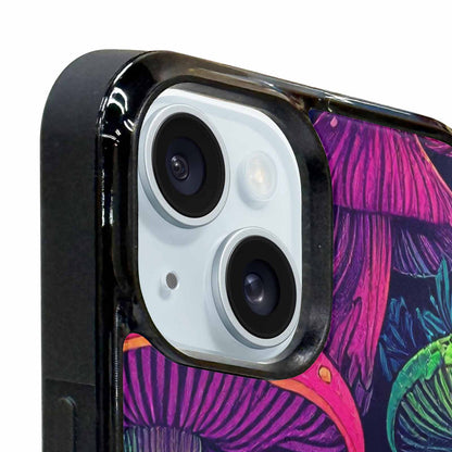 iPhone 15 Plus Case — Mushroom Psychedelic Art Seamless Pattern Vibrant, Custom Print Case Cover