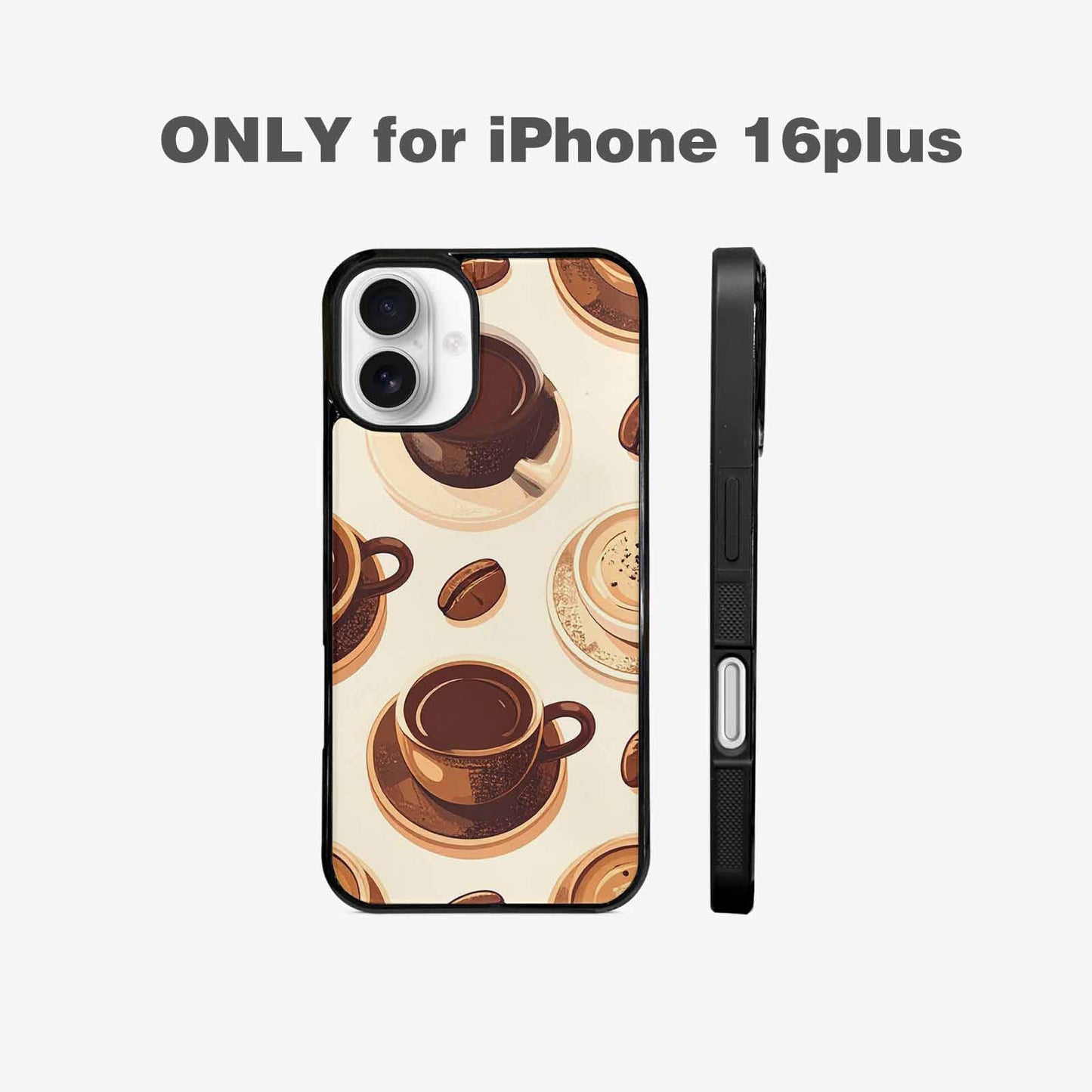 iPhone 16 Plus Case — Coffee Cup And Bean Pattern Seamless, Personalized Phone Case