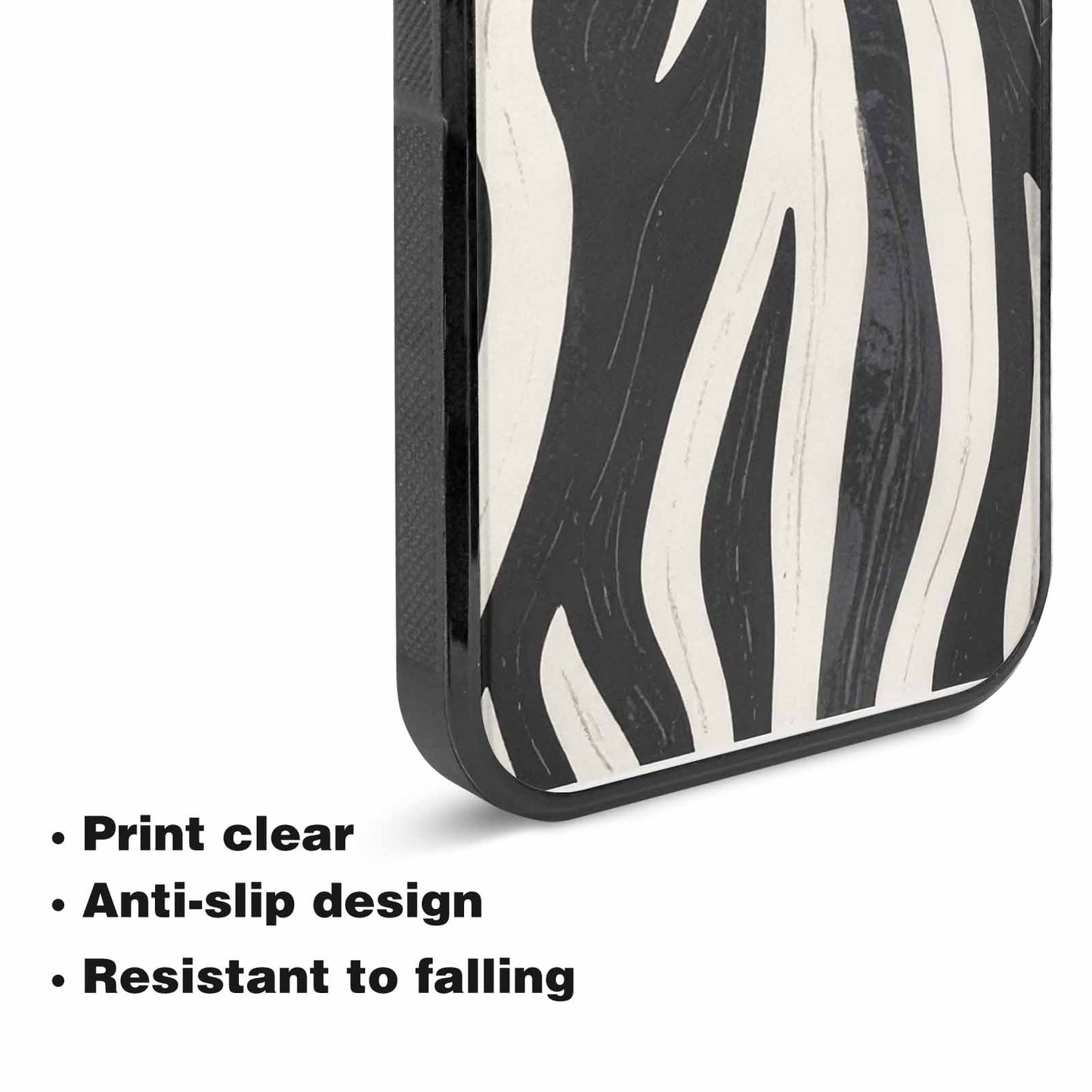 iPhone 15 Case — Modern Zebra Stripe Print Crisp Black, Custom Art Phone Cover