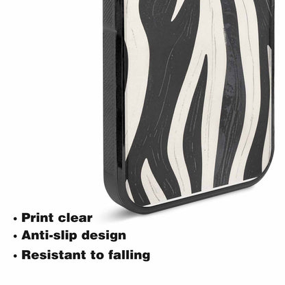 iPhone 15 Case — Modern Zebra Stripe Print Crisp Black, Custom Art Phone Cover