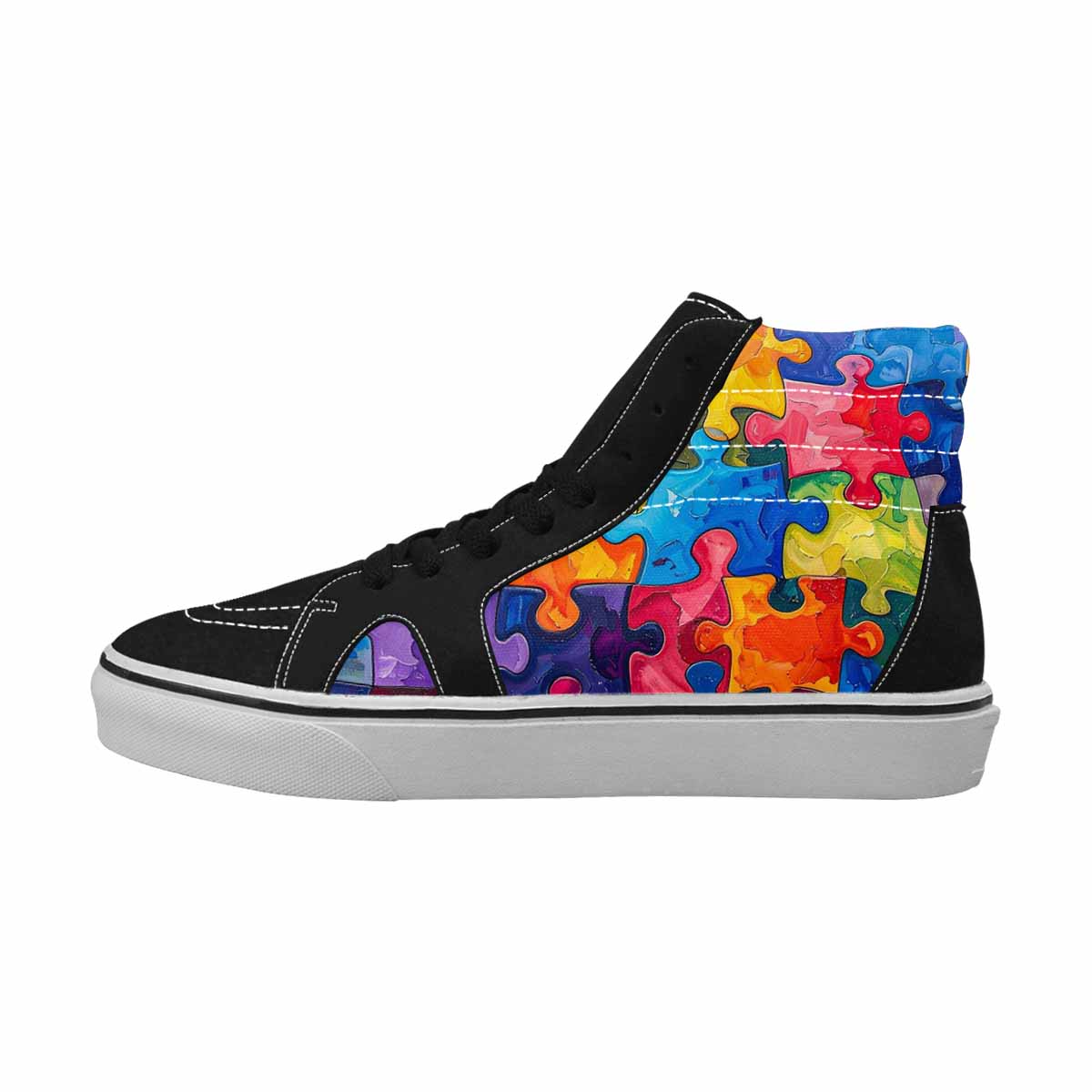 MEN'S Autism Puzzle Pieces High Top Canvas Melting Art Custom Sneakers