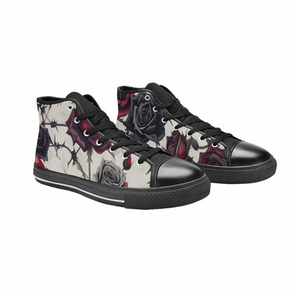 MEN'S Black Gothic Rose High Top Canvas Vibrant Chaos Custom Sneakers
