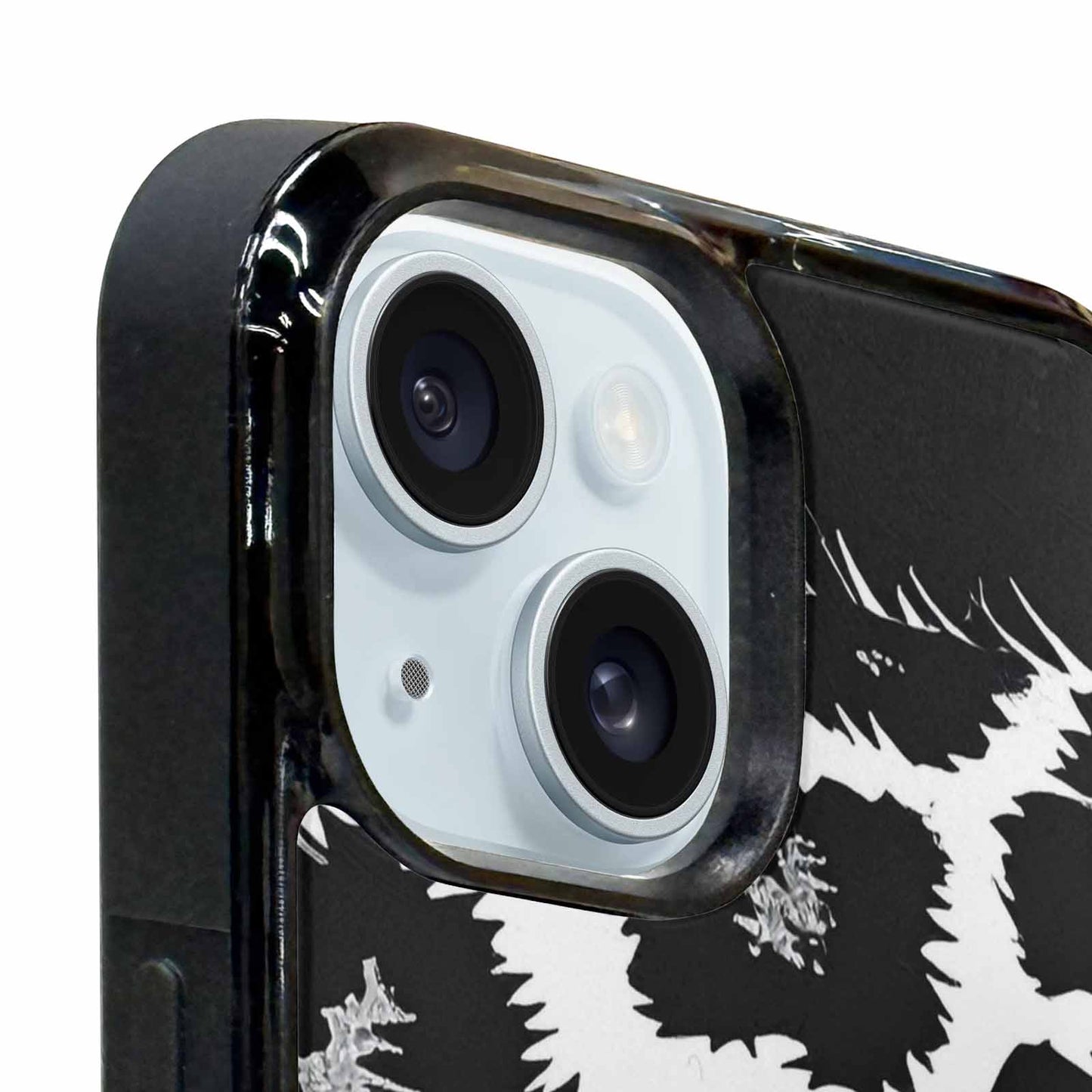 iPhone 15 Plus Case — Leopard Print Black And White Style, Customized Protective Case